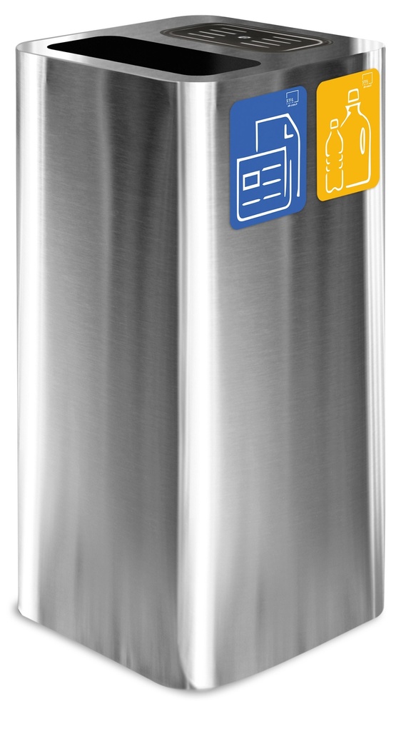 [PU100F-GP-AS] PAPELERA CENICERO PURE 2  PARA EXTERIOR CUBIERTO 100L ACERO INOX SATINADO