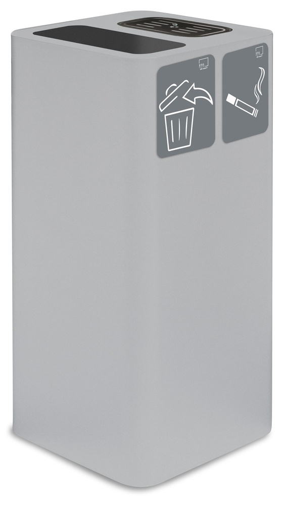 [PU100F-GP-B] PAPELERA CENICERO PURE  PARA EXTERIOR CUBIERTO 100L ACERO PINTADO BLANCO