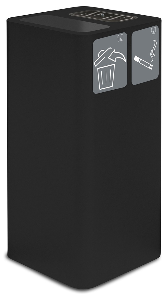 [PU100F-GP-N] Papelera Cenicero Pure  Para Exterior Cubierto 100L Acero Pintado Negro
