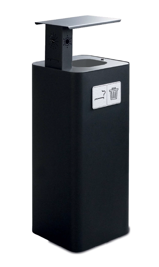 [PU60N-TP] PAPELERA CENICERO CON BANDEJA PURE PARA EXTERIOR CUBIERTO 60L ACERO PINTADO