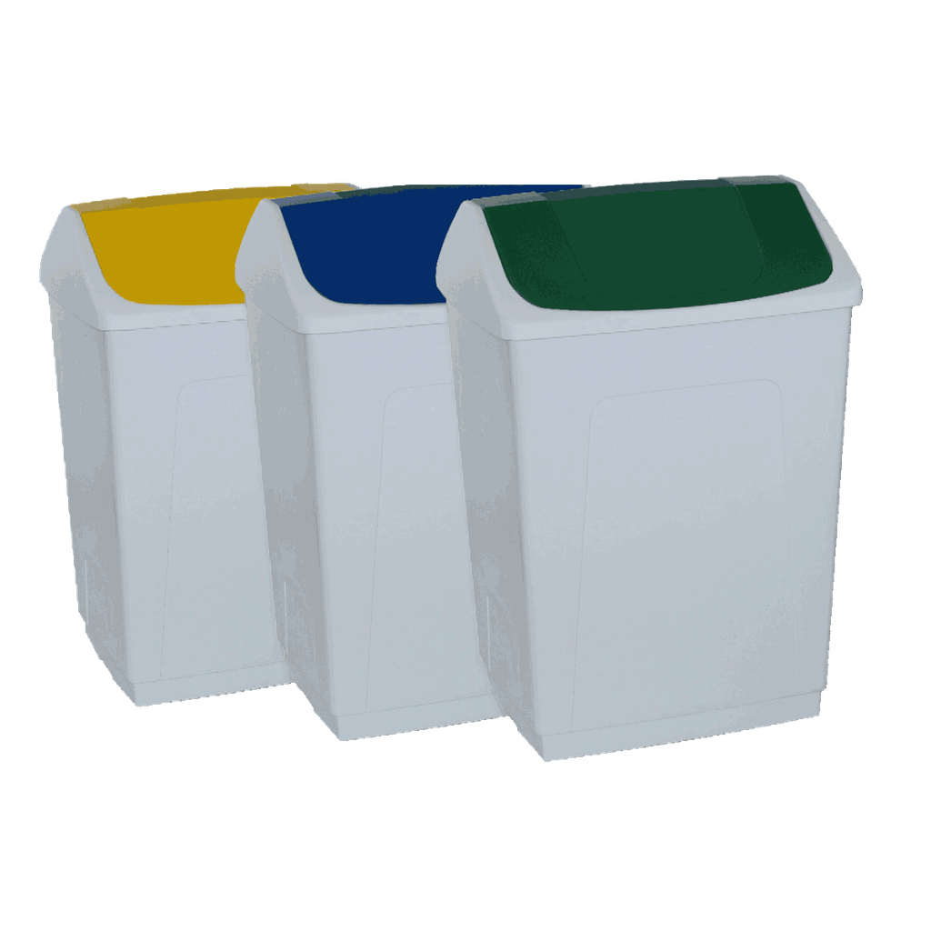 [24263] PAPELERA CON TAPA BASCULANTE AMARILLA DE 55 L