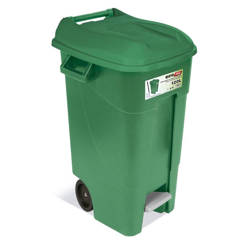 [206021GN] CONTENEDOR DE BASURA 2 RUEDAS  CON PEDAL 120 L