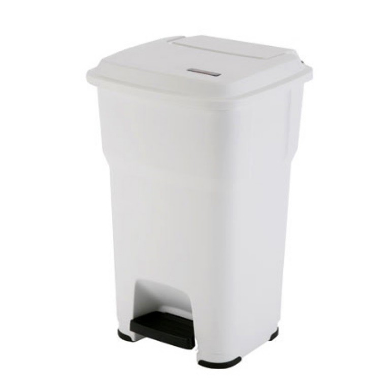 [5230186186] PAPELERA HERA 60 L CON PEDAL BLANCA