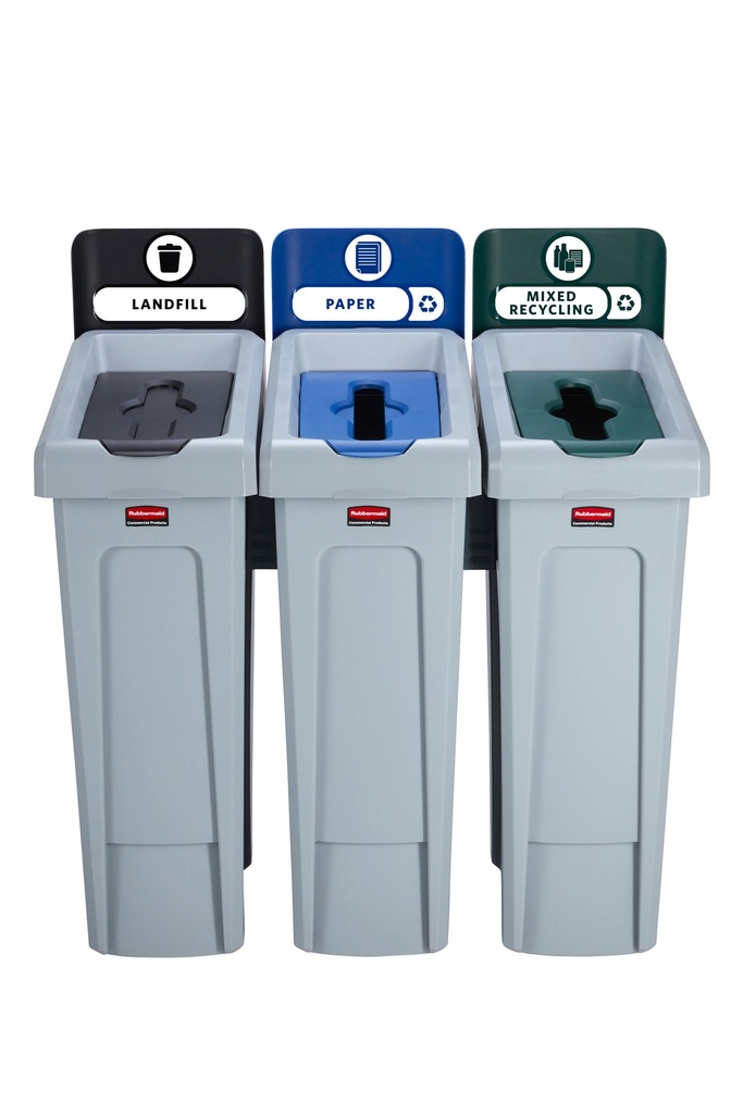 [2057606] Juego de Tres Contenedores de Reciclaje Slim JIM®: Vertedero/papel/reciclaje Mixto