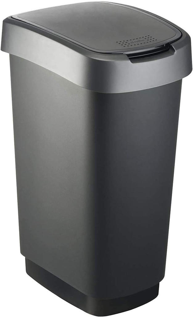 [1754508850] Papelera Swing Bin 50L Twist Plateado Oscuro