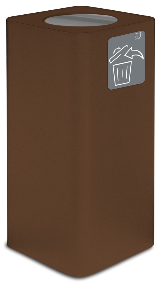 PAPELERA PURE TAPA ABATIBLE 100 L ACERO PINTADO CORTEN