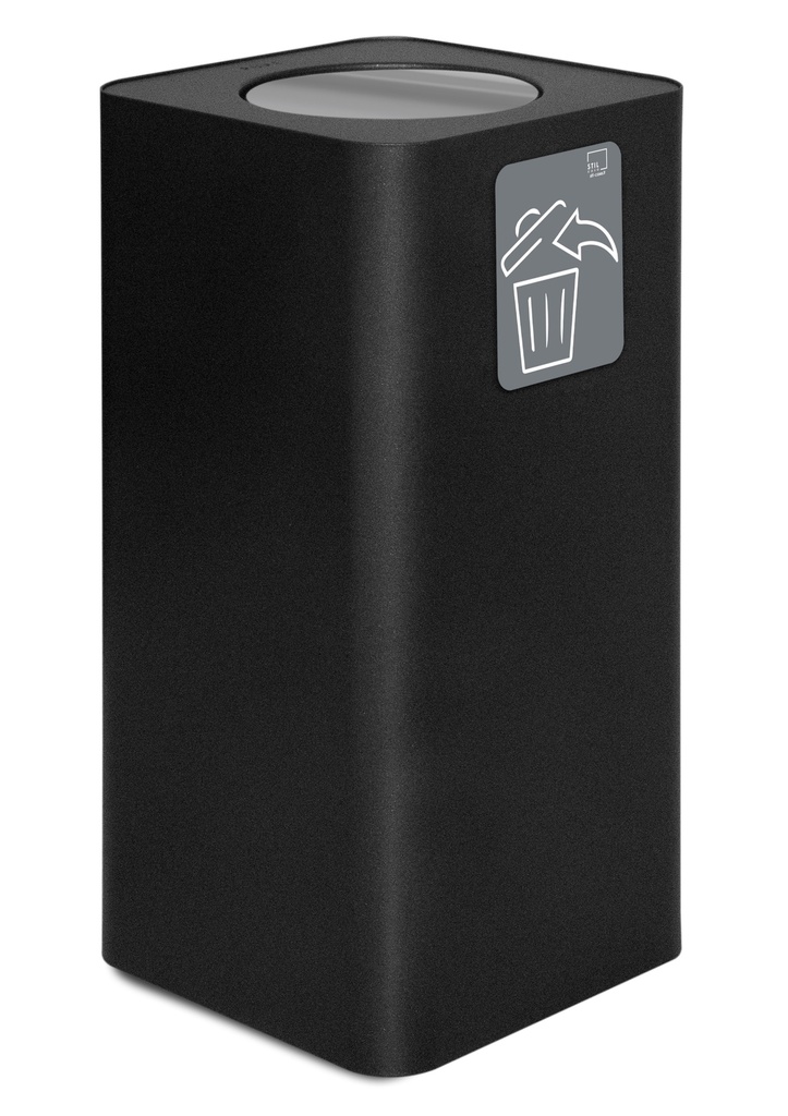 PAPELERA PURE TAPA ABATIBLE 100 L ACERO PINTADO NEGRO