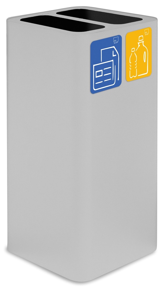 PAPELERA PURE DOBLE 100 L ACERO PINTADO BLANCO