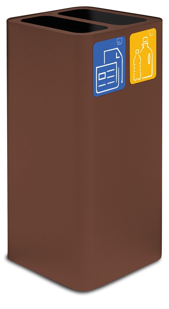 [PU100F-CD-C] Papelera Pure Doble 100 L Acero Pintado Corten
