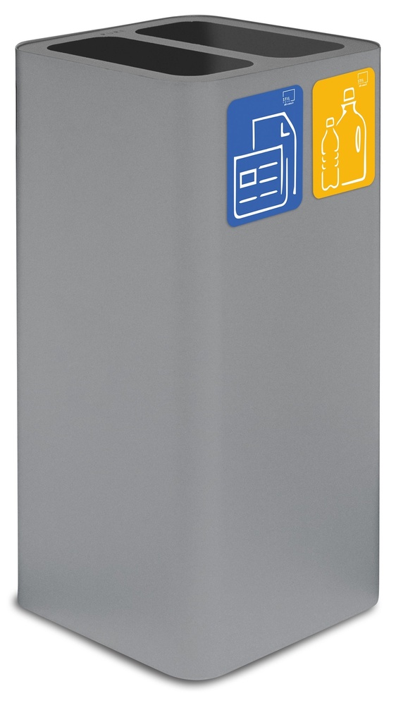 PAPELERA PURE DOBLE 100 L ACERO PINTADO GRIS