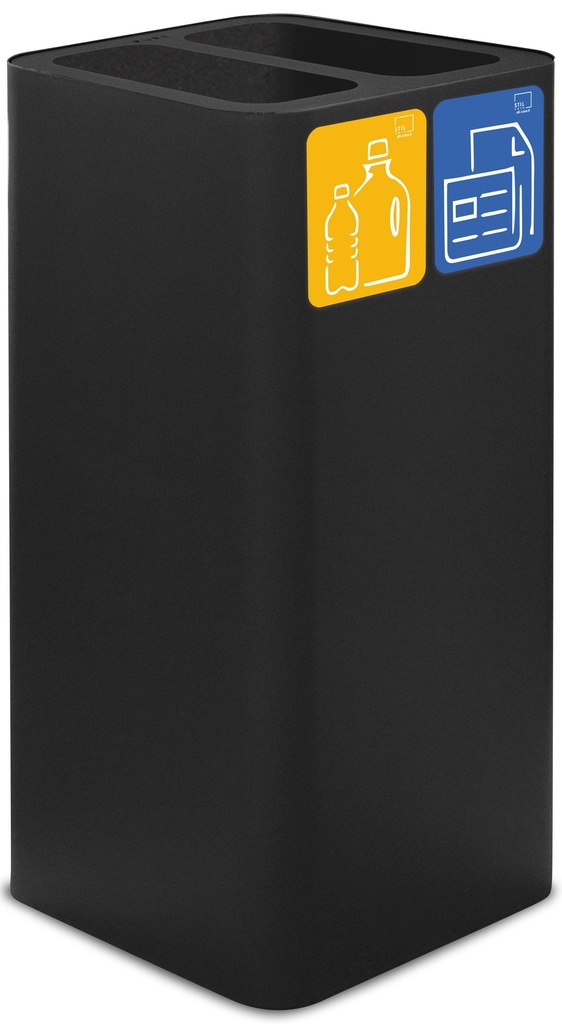 PAPELERA PURE DOBLE 100 L ACERO PINTADO NEGRO
