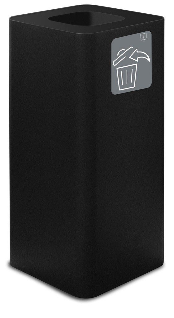 Papelera Pure 100 L Acero Pintado Negro