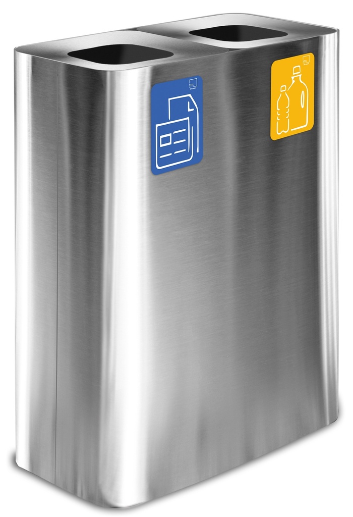 [PU120F-AS] PAPELERA ESTACIÓN DE RECICLAJE PURE 120 L (60 L+60 L) ACERO INOX SATINADO