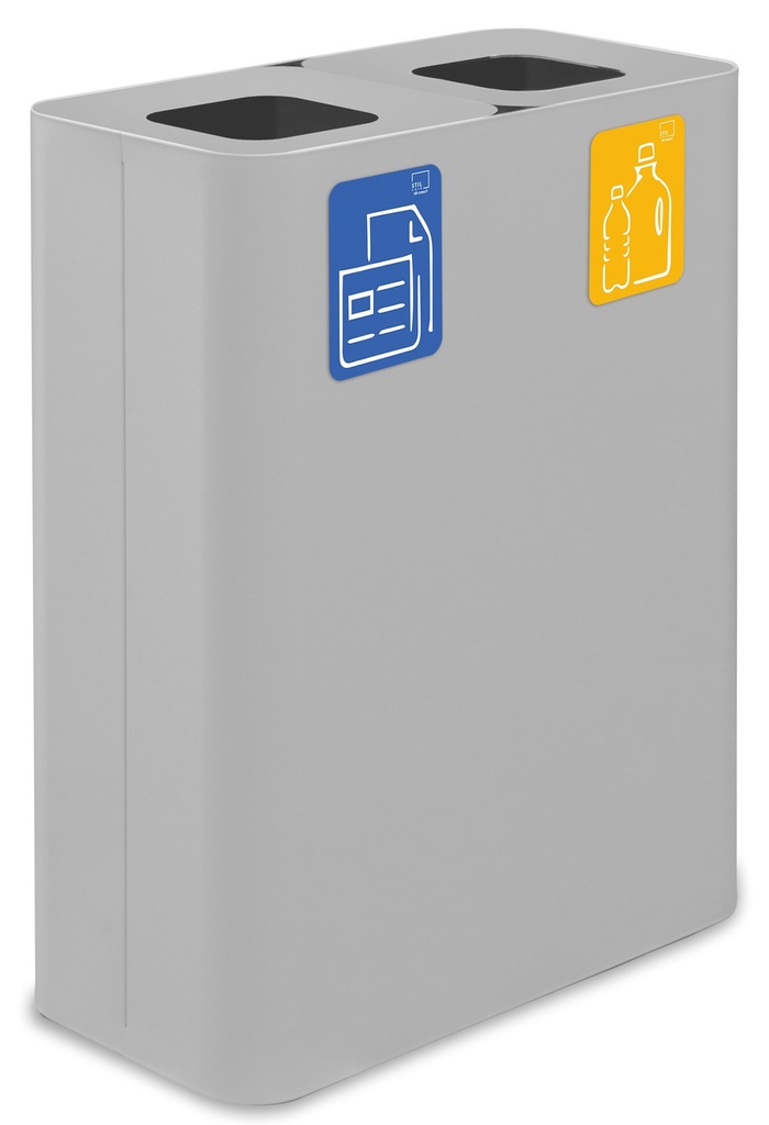 [PU120F-B] Papelera Estación De Reciclaje Pure 120 L 60 L+60 L  Acero Pintado Blanco