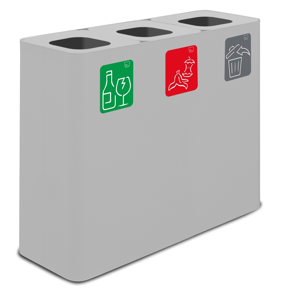 Papelera Estación De Reciclaje Pure 180 L 60 L+60 L+60 L  Acero Pintado Blanco