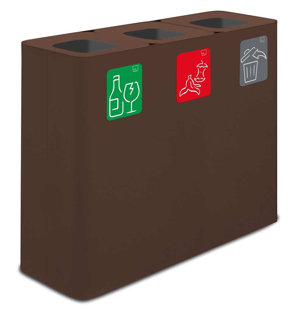 Papelera Estación De Reciclaje Pure 180 L 60 L+60 L+60 L  Acero Pintado Corten