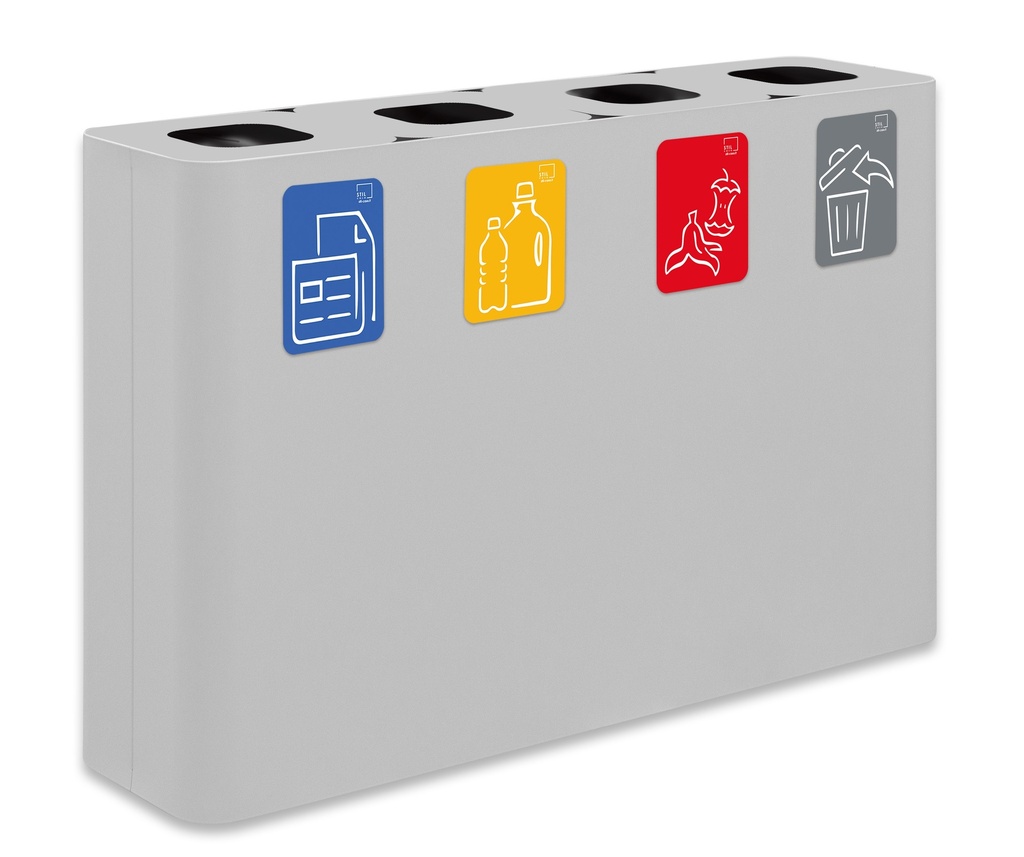 [PU240F-B] PAPELERA ESTACIÓN DE RECICLAJE PURE 240 L (60 L+60 L+60 L+60 L)  ACERO PINTADO BLANCO