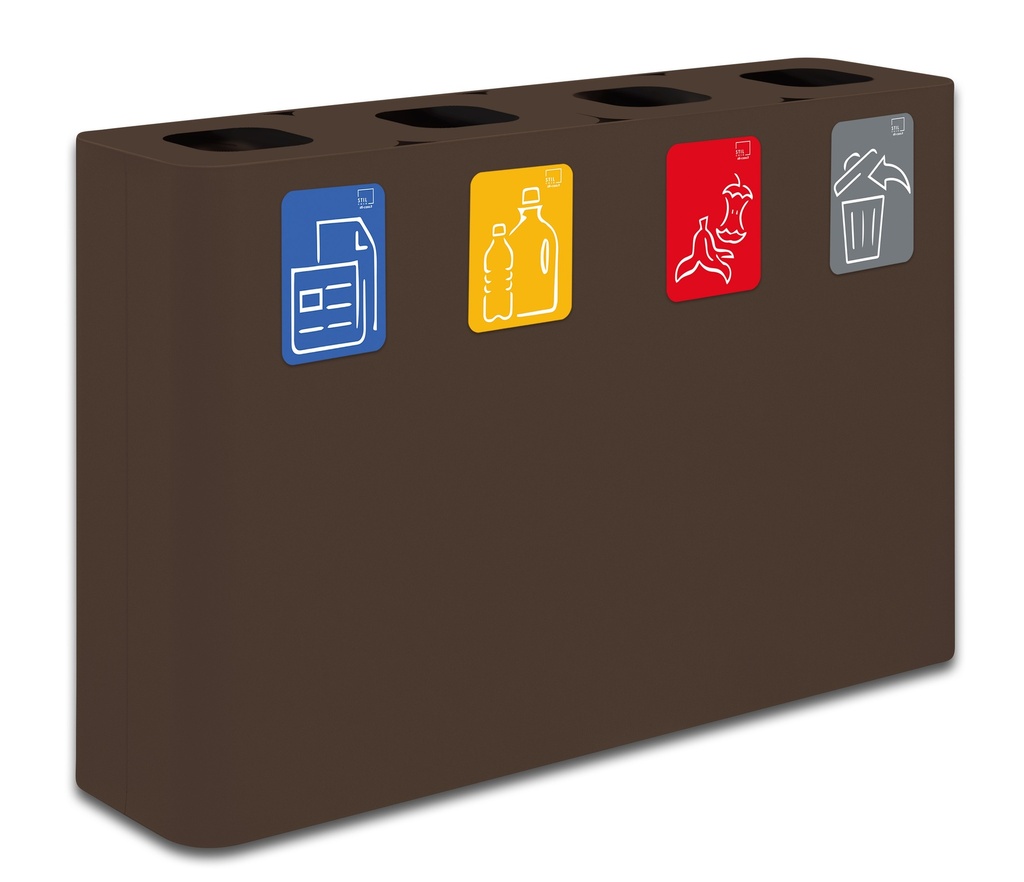 [PU240F-C] Papelera Estación De Reciclaje Pure 240 L 60 L+60 L+60 L+60 L  Acero Pintado Corten