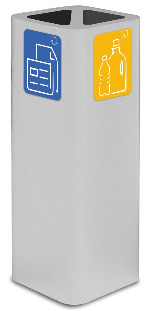 Papelera Pure Doble  60 L Acero Pintado Blanco