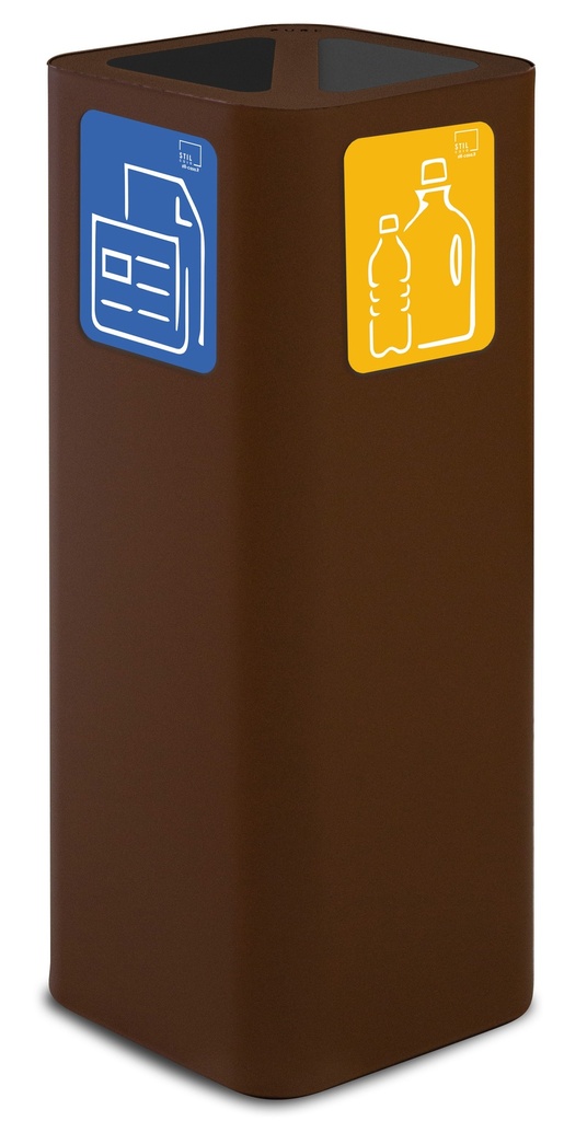 PAPELERA PURE DOBLE  60 L ACERO PINTADO CORTEN