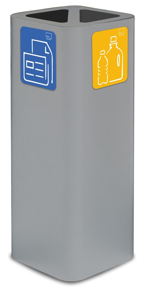 PAPELERA PURE DOBLE  60 L ACERO PINTADO GRIS