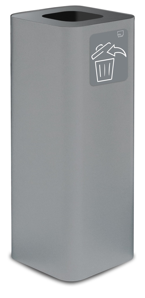 PAPELERA PURE  60 L ACERO PINTADO GRIS