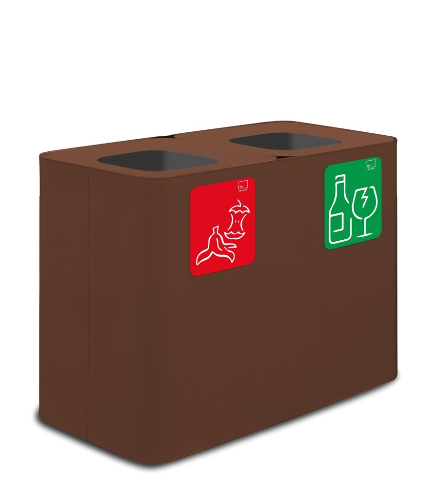 [PU140F-C] Papelera Estación De Reciclaje Pure 140 L 70 L+70 L Acero Pintado Corten