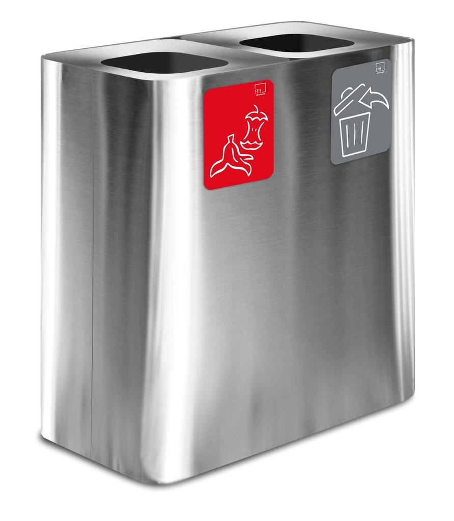 Papelera Estación De Reciclaje Pure 200 L 100 L+100 L Acero Inox Satinado