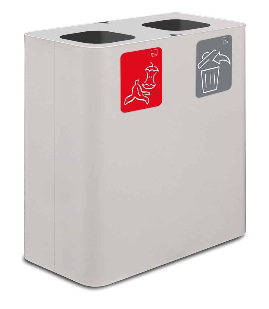 [PU200F-B] PAPELERA ESTACIÓN DE RECICLAJE PURE 200 L (100 L+100 L) ACERO PINTADO BLANCO