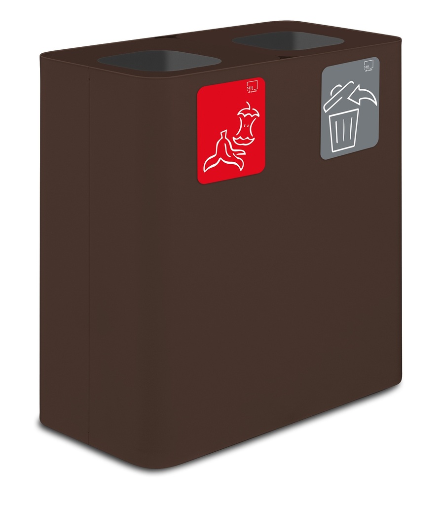 [PU200F-C] Papelera Estación De Reciclaje Pure 200 L 100 L+100 L Acero Pintado Corten