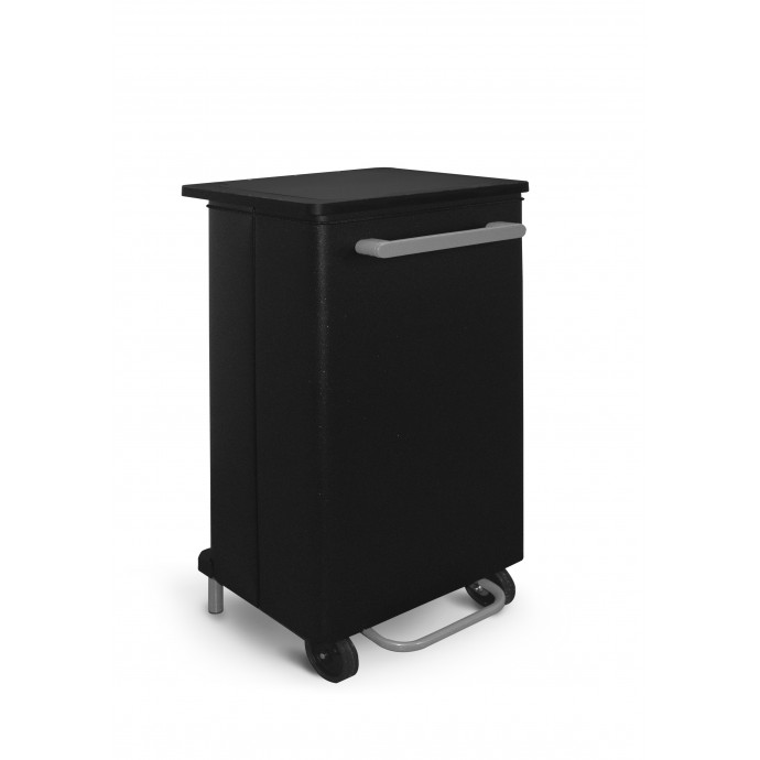PAPELERA FRONT MÓVIL CON TAPA Y PEDAL 70 L ACERO PINTADO NEGRO