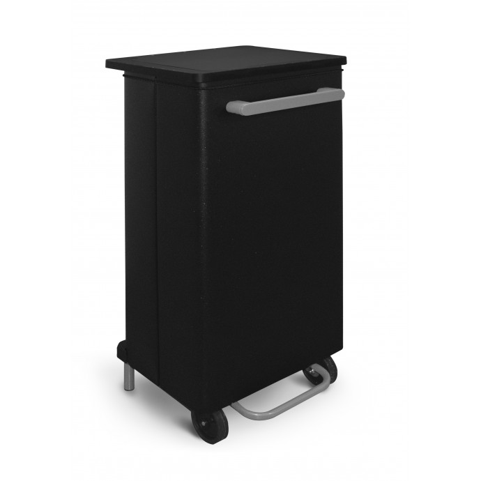 [744N/90] PAPELERA FRONT MÓVIL CON TAPA Y PEDAL 90 L ACERO PINTADO NEGRO