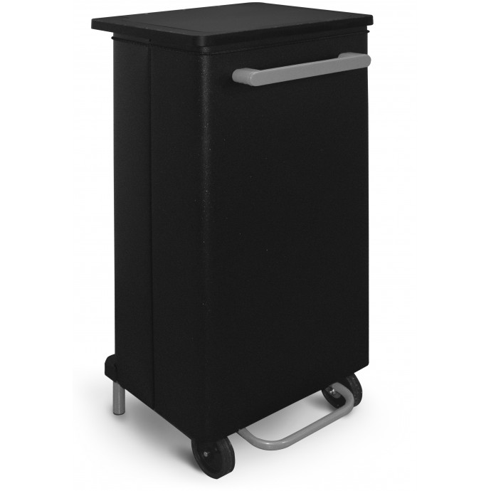 PAPELERA FRONT MÓVIL CON TAPA Y PEDAL 110 L  ACERO PINTADO NEGRO
