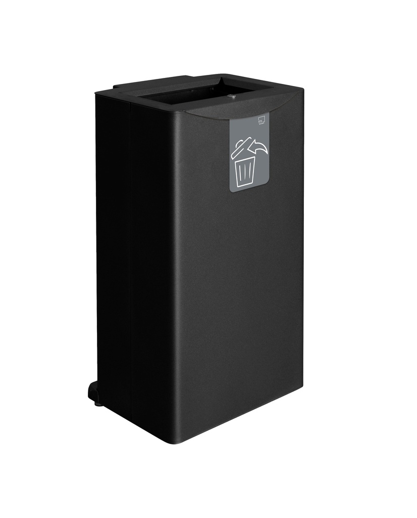 PAPELERA FRONT 70 L ACERO PINTADO NEGRO