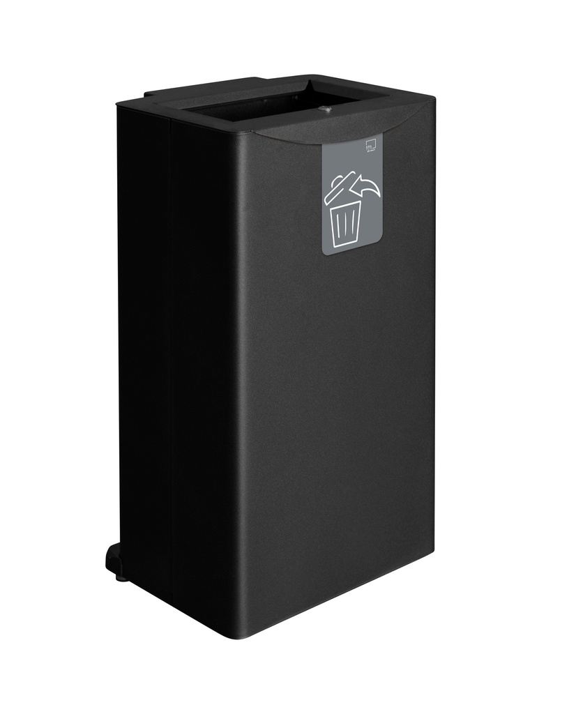 PAPELERA FRONT 90 L ACERO PINTADO NEGRO