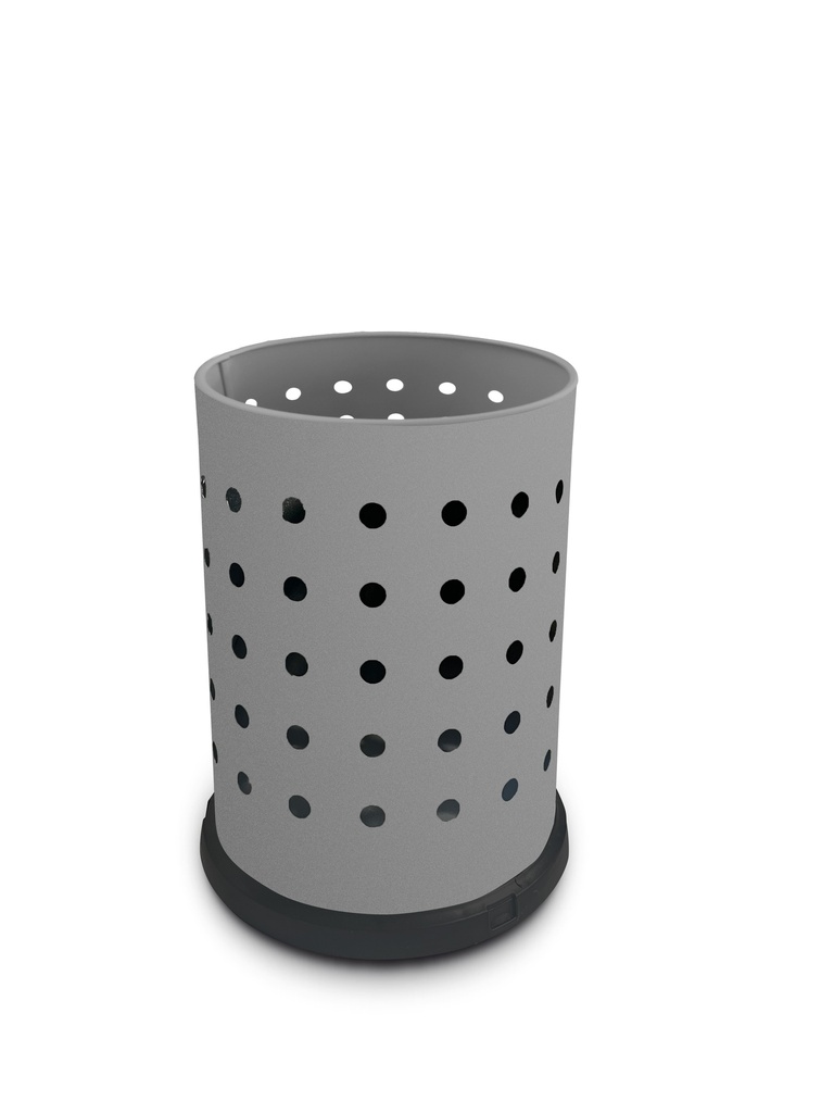 PAPELERA STANDARD PERFORADA 15 L ACERO PINTADO GRIS