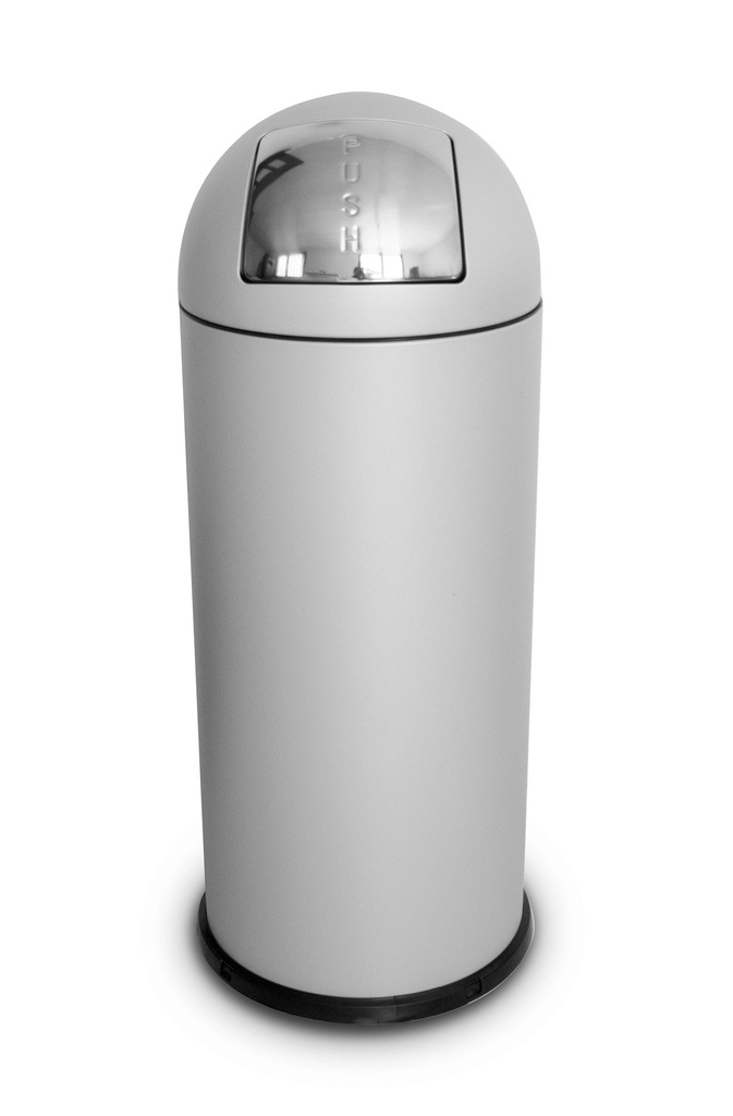 PAPELERA ROUND CON APERTURA PUSH 68 L ACERO PINTADO BLANCO
