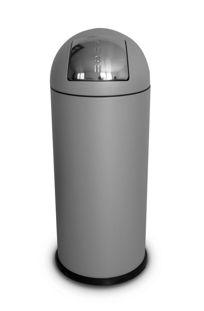 PAPELERA ROUND CON APERTURA PUSH 68 L ACERO PINTADO GRIS