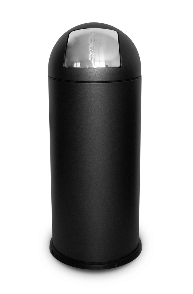 PAPELERA ROUND CON APERTURA PUSH 68 L ACERO PINTADO NEGRO
