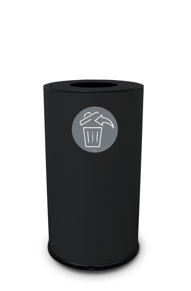 PAPELERA ROUND 50 L ACERO PINTADO NEGRO