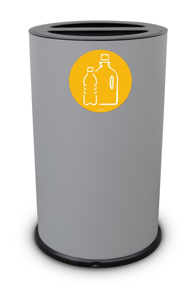 PAPELERA ROUND DOBLE 50 L (25 L + 25 L) ACERO PINTADO GRIS