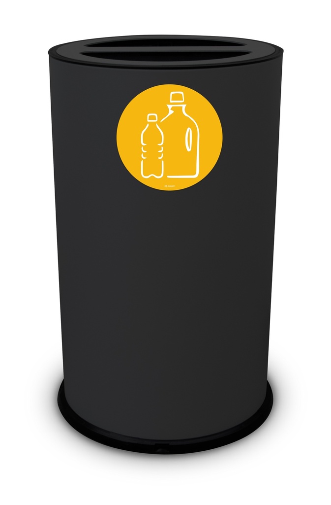 PAPELERA ROUND DOBLE 50 L (25 L + 25 L) ACERO PINTADO NEGRO
