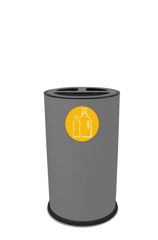 [853G] PAPELERA ROUND TRIPLE 50 L (10 L + 10 L + 30 L) ACERO PINTADO GRIS