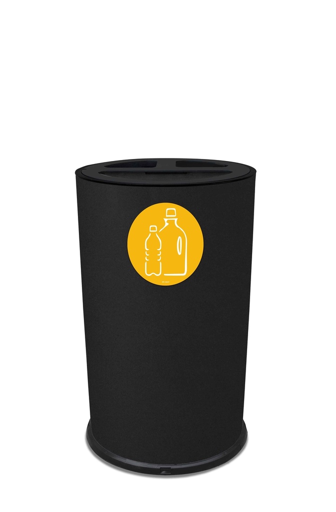 Papelera Round Triple 50 L 10 L + 10 L + 30 L Acero Pintado Negro