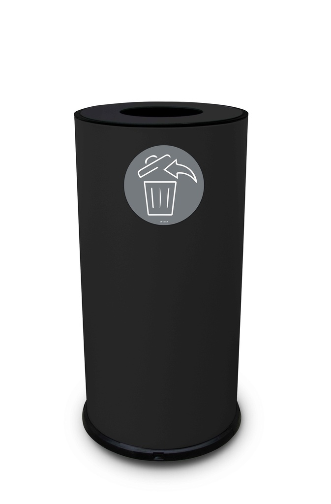 PAPELERA ROUND 70 L ACERO PINTADO NEGRO