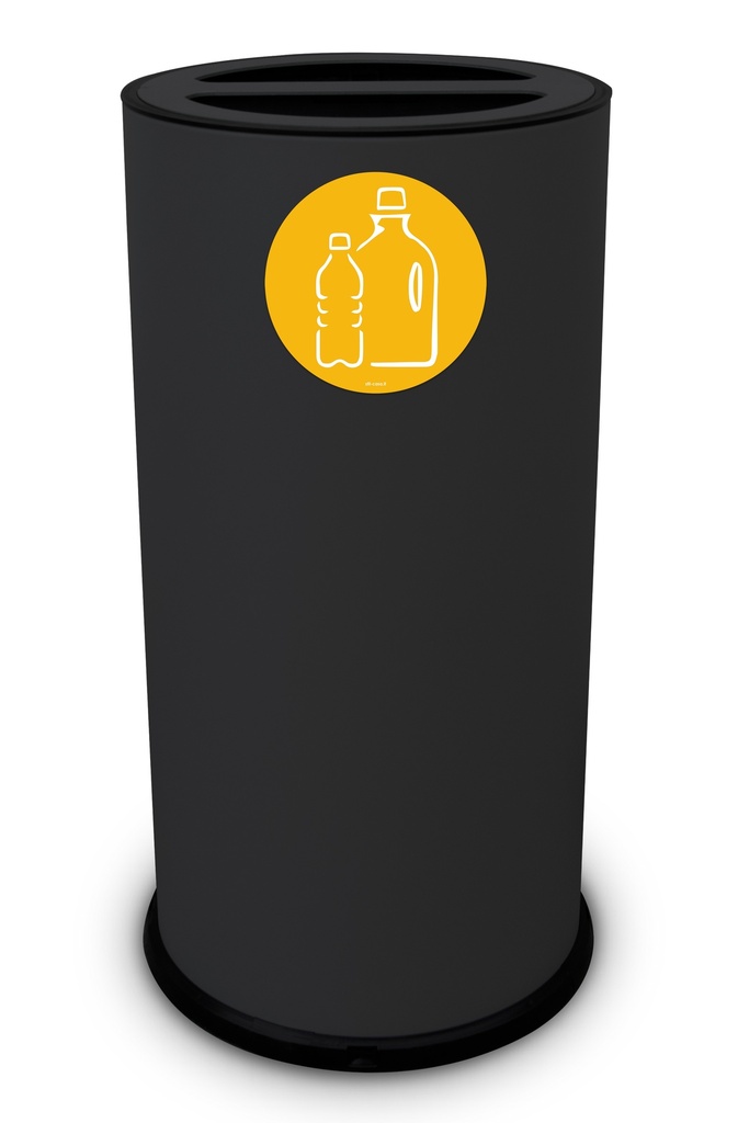 PAPELERA ROUND DOBLE 70 L (35 L + 35 L) ACERO PINTADO NEGRO