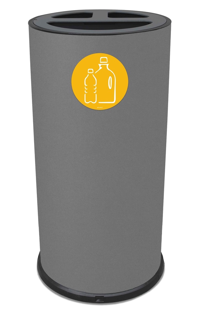 PAPELERA ROUND TRIPLE 70 L (15 L + 15 L + 40 L) ACERO PINTADO GRIS
