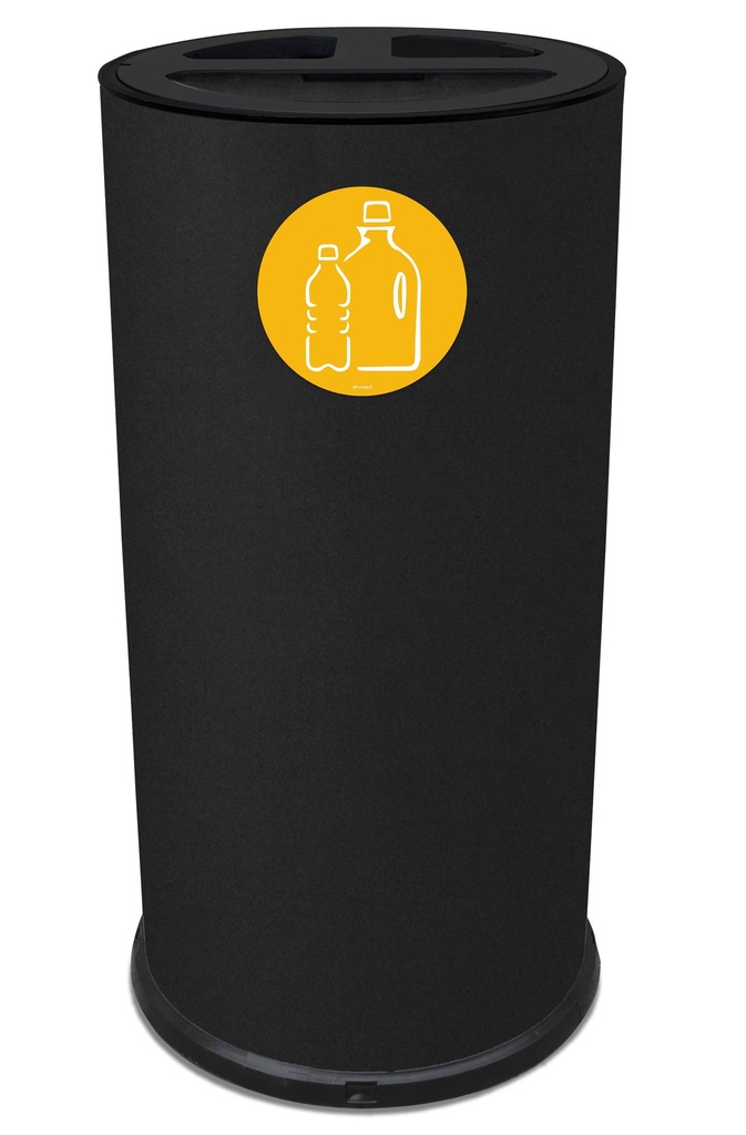 [873N] PAPELERA ROUND TRIPLE 70 L (15 L + 15 L + 40 L) ACERO PINTADO NEGRO