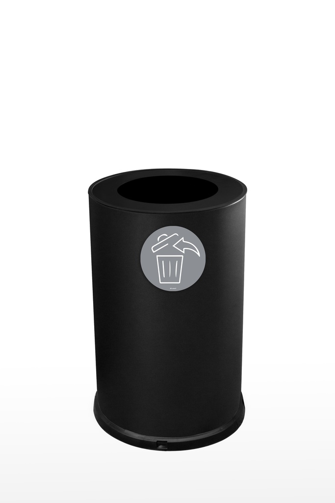 PAPELERA ROUND 100 L ACERO PINTADO NEGRO