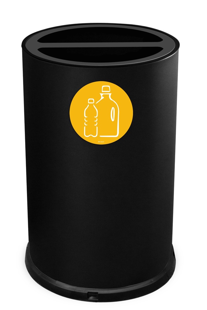PAPELERA ROUND DOBLE 100 L (50 L + 50 L) ACERO PINTADO NEGRO